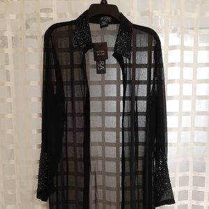 Elegant JKARA NY Hand Beaded Sheer Duster